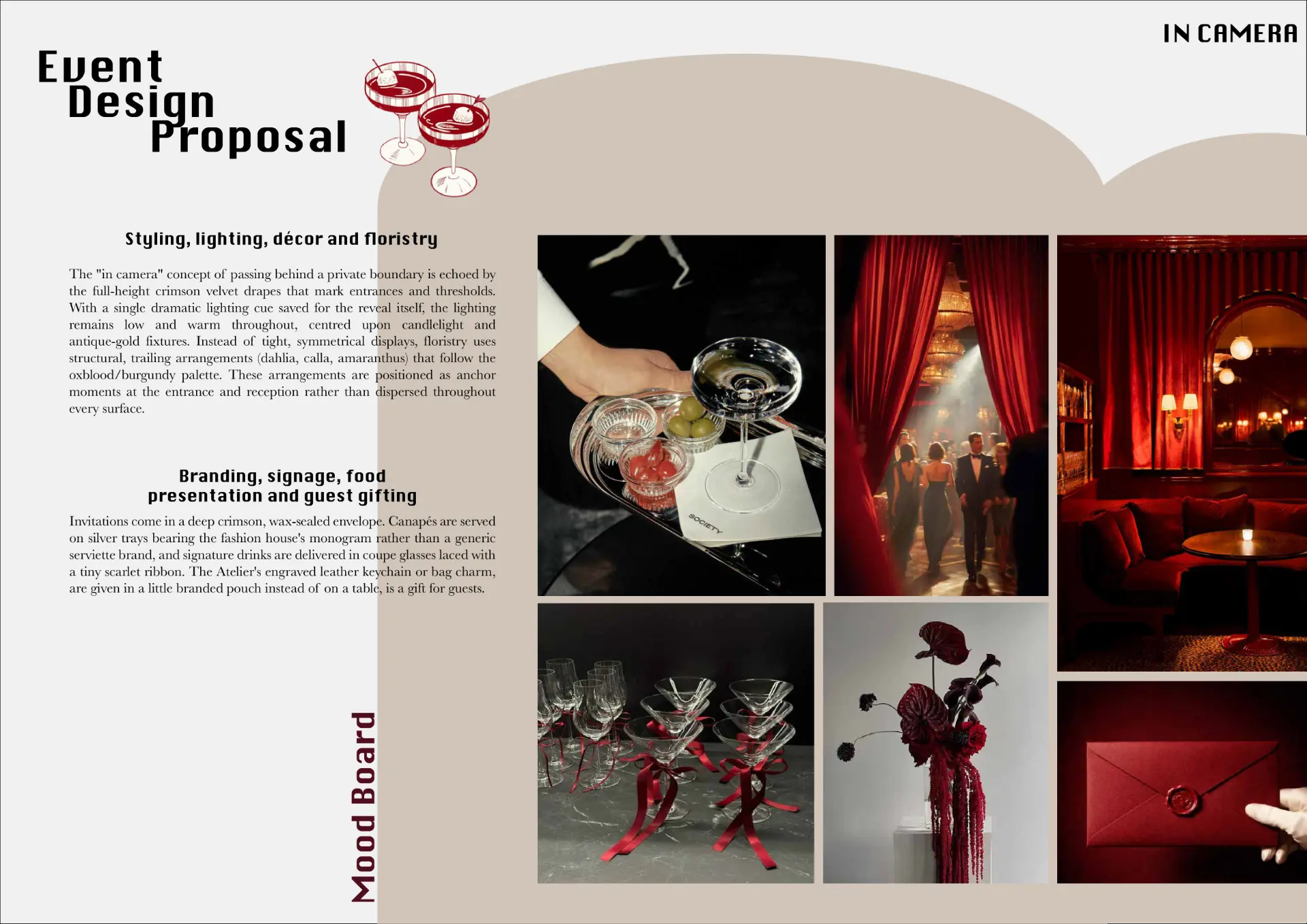 IN CAMERA event proposal — design proposal