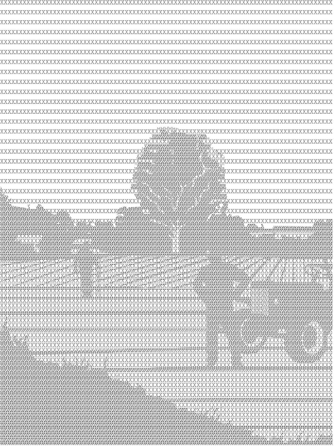 Almanac plate: horizon of characters at varying density