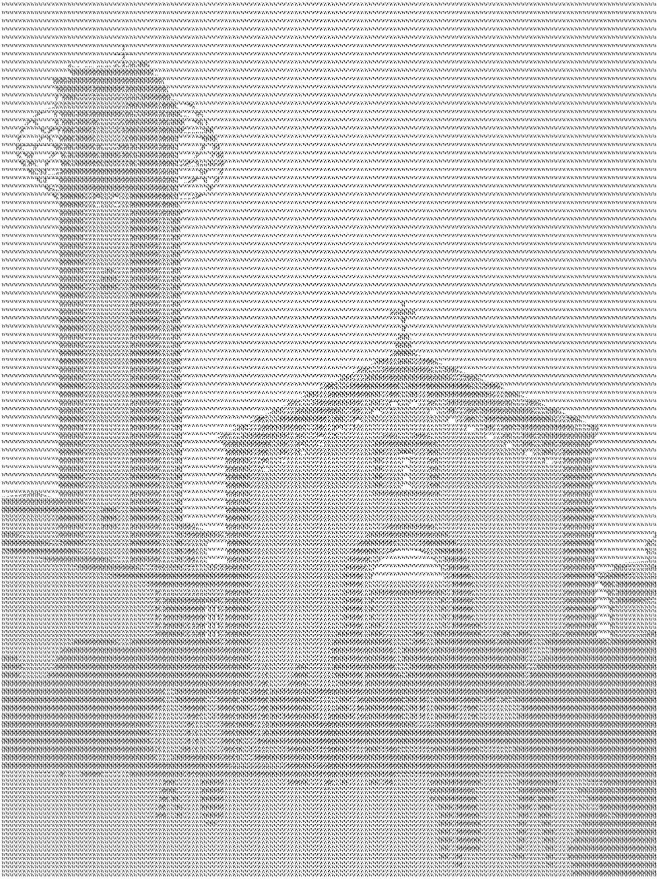 Almanac plate: a landscape rendered entirely in typed characters