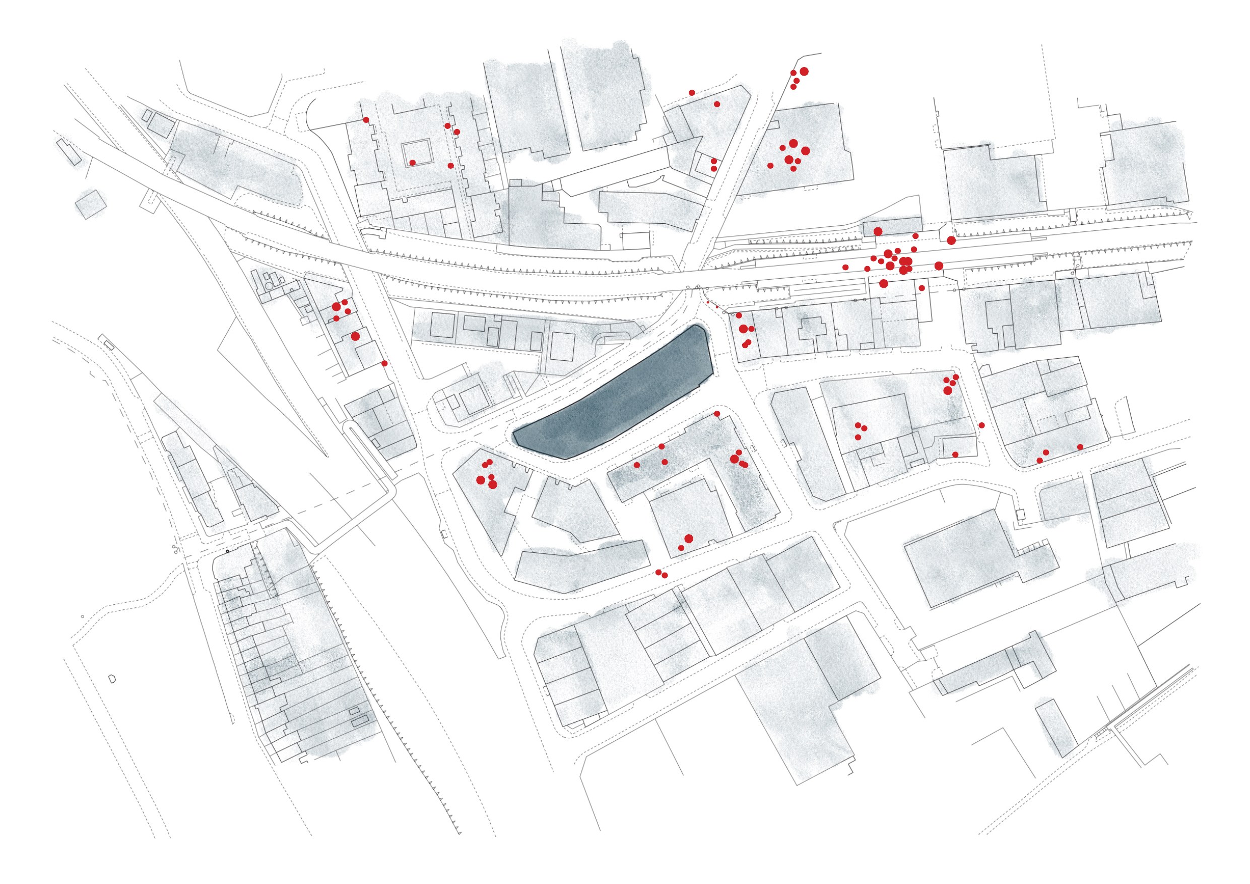 Mapping sheet studying movement across the Hackney site