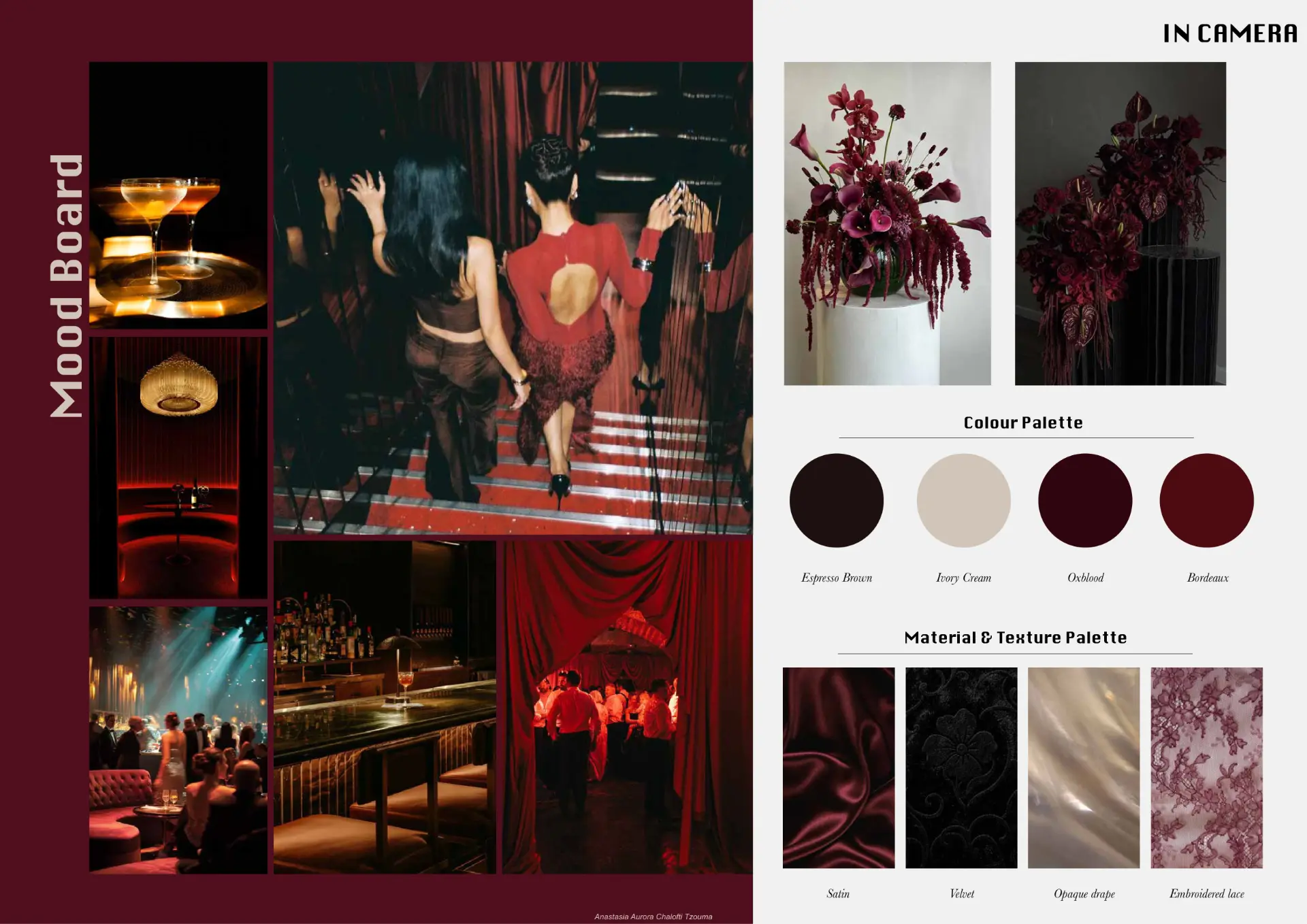 IN CAMERA event proposal — mood board